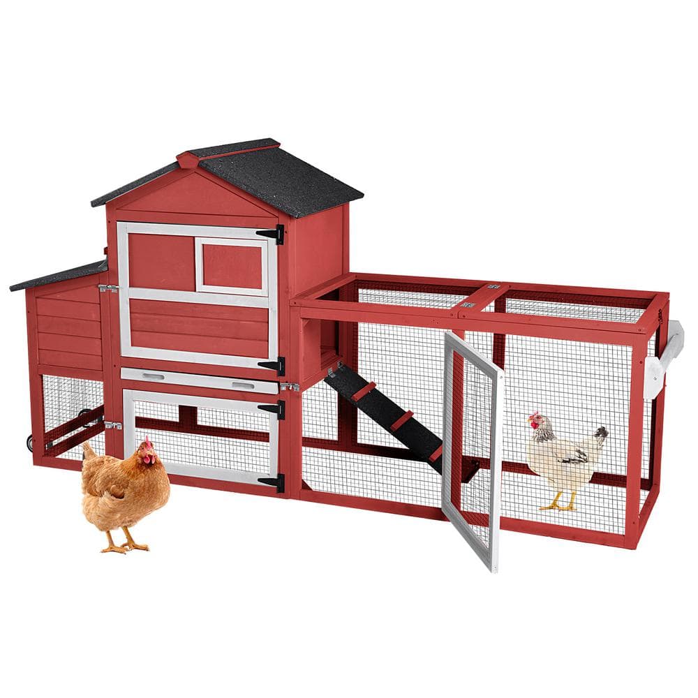 Mobile Chicken Tractor for 1-2 Chickens(Inner Space 12. 33sq. ft) in Red, Chicken Coop with Wheels price history on PriceWatchPro