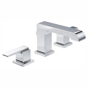 Ara 8 in. Widespread 2-Handle Bathroom Faucet with Metal Drain Assembly in Chrome