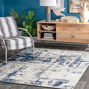 Madalynn Modern Silver 6 ft. 7 in. x 8 ft. 6 in. Abstract Indoor Area Rug