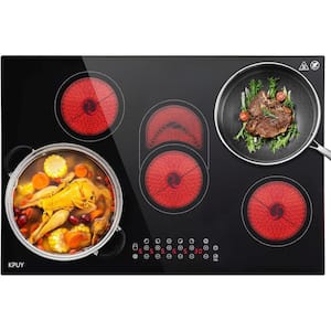 30 in. Built-in Electric Cooktop in Black with 5 Burners, Timer , Touch Control and Over Heat Protection