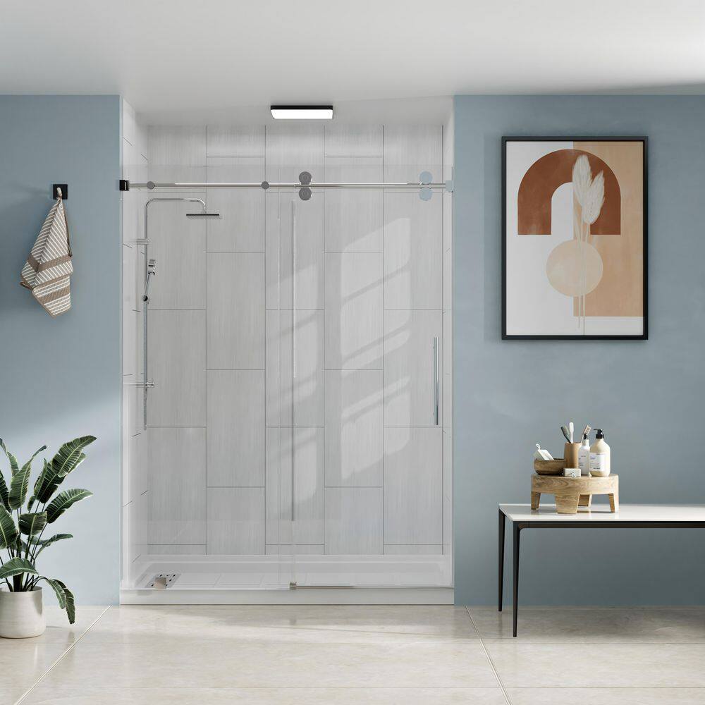 36 in. L x 60 in. W x 96 in. H Alcove Shower Stall/Kit Sliding Door in Chrome with Center Drain and Striped Bricks price history on PriceWatchPro
