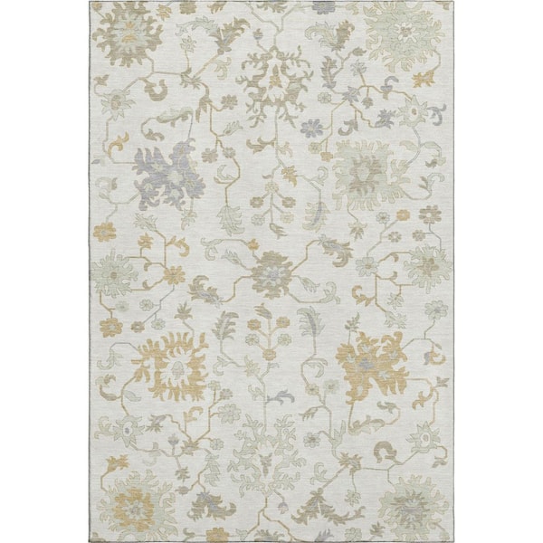 Mayfield Premium Machine Washable Abstract AMF1854 Ivory 5 ft. x 7 ft. 6 in. Area Rug