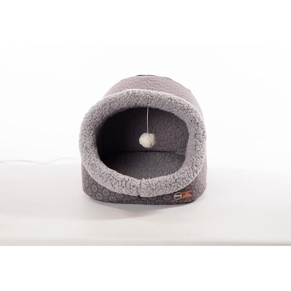 Thermo-Pet Cave Small Gray Ultra-Fleece/Polyester Geo Flower Bed