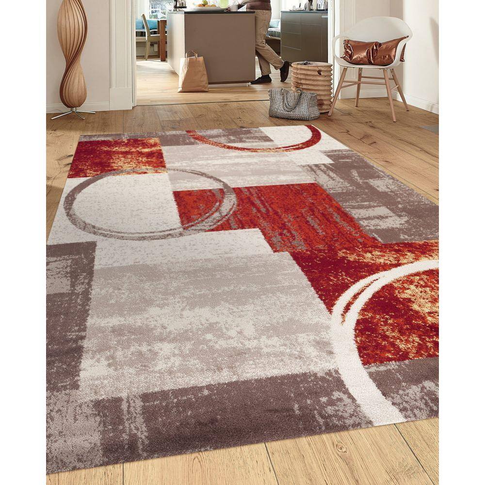 Contemporary Multi Abstract Rectangular Area Rug 8'8" x 12'