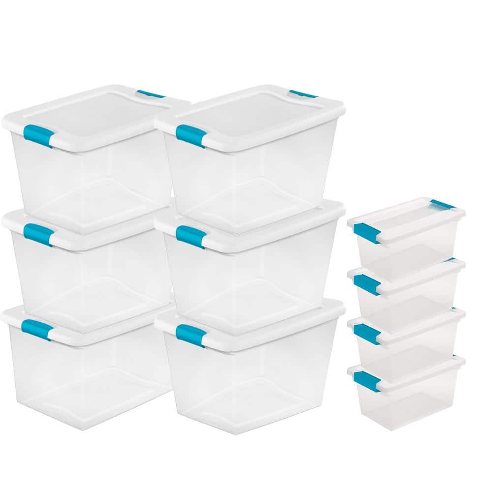 200 Quart Latching Rolling Plastic Storage Bin Container, Clear, Set of 2