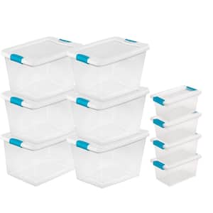 64-Quart Latching Storage Tote Box (6 Pack) + Medium Clip Box (4 Pack)