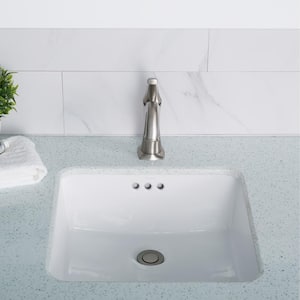 Elavo Square Ceramic Undermount Bathroom Sink in White with Overflow