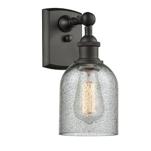 Caledonia 1-Light Oil Rubbed Bronze Wall Sconce with Charcoal Glass Shade