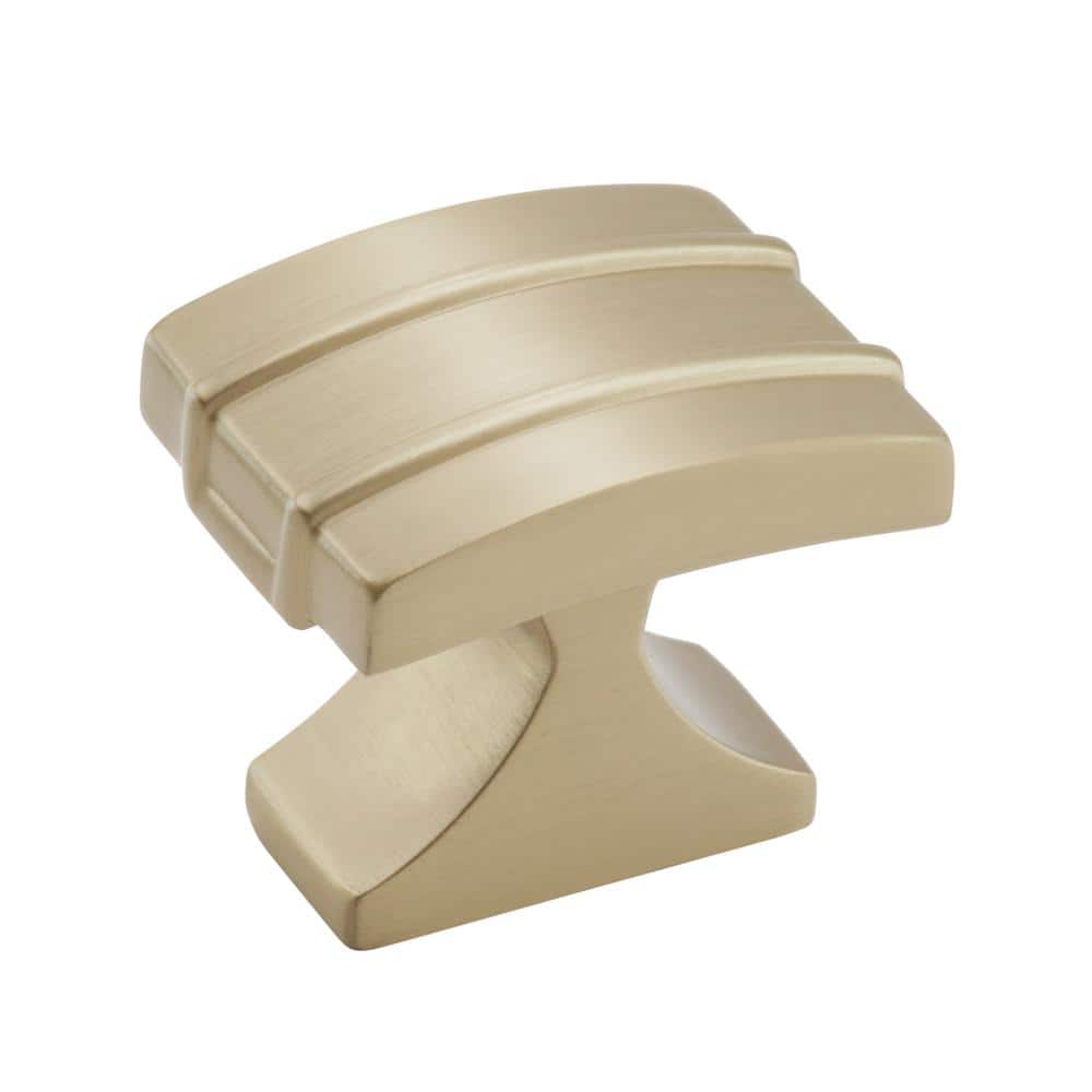 Golden Champagne Modern Rectangular Cabinet Knob with Mounting Hardware