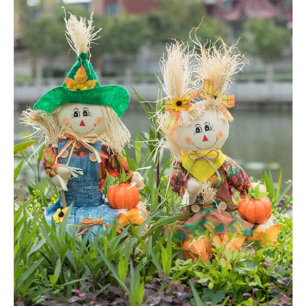 Gardenised Garden Scarecrows Boy and Girl (Set of 2) QI003720 - The Home  Depot