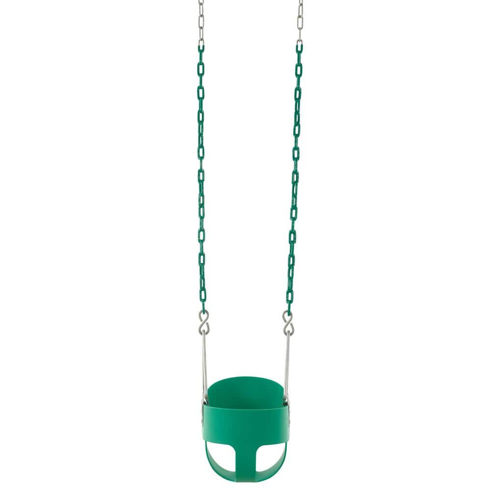 Green High Back Full Bucket Baby Swing with Vinyl Coated Chain