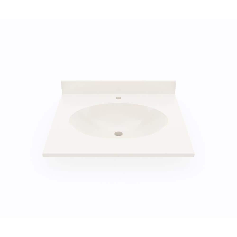 Bisque Engineered Solid Surface 25'' Single Bathroom Vanity Top with Sink
