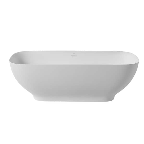 EPOWP 67 in. Acrylic Freestanding Flatbottom Non-Whirlpool Bathtub in White