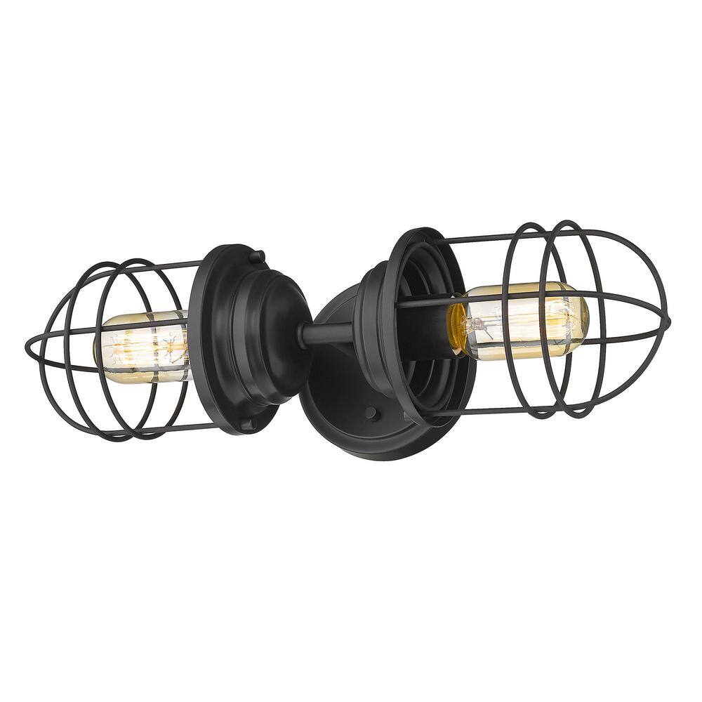Matte Black Industrial Double Cage Wall Sconce