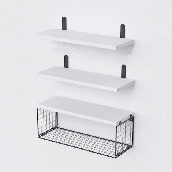 Unbranded 16.5 in. W x 6 in. D White Bathroom Shelf Over Toilet, Decorative Wall Shelf (Set of 3)