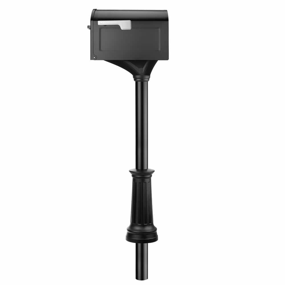 Centennial Extra Large Black Steel Mailbox with Decorative Post