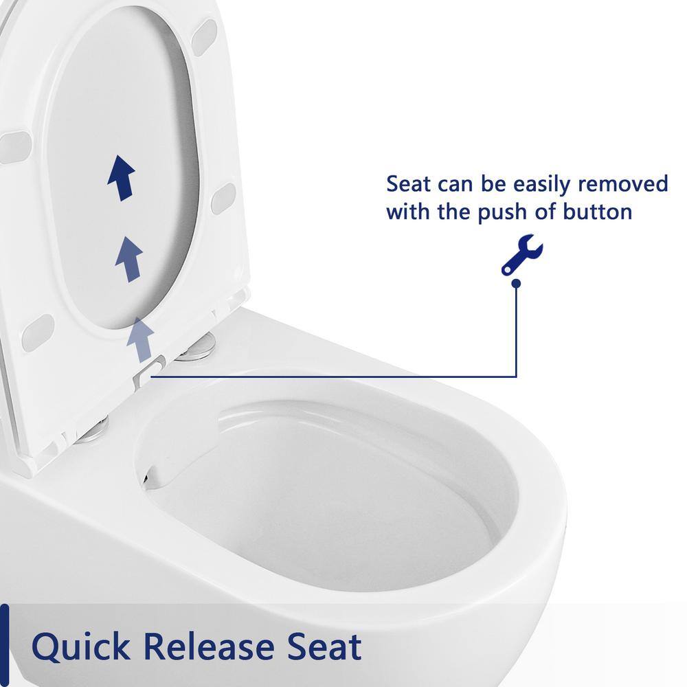 White Ceramic Elongated Wall Mounted Dual Flush Toilet