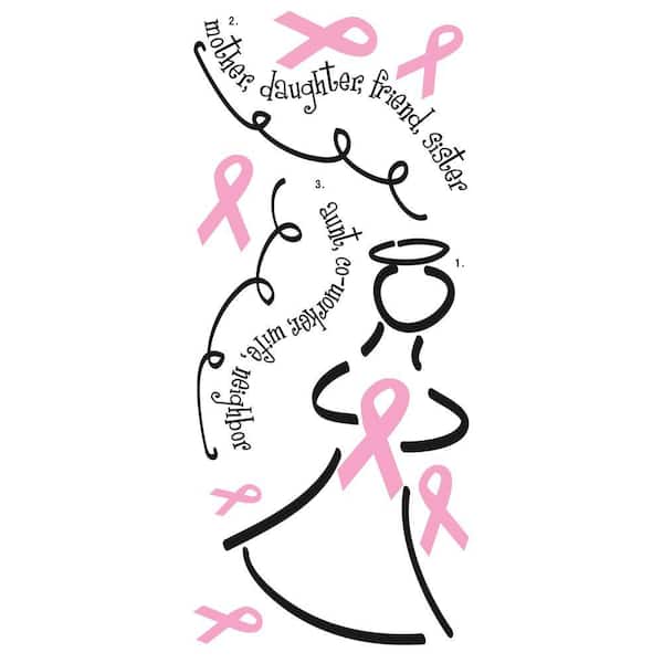 RoomMates 52 in. x 24 in. Breast Cancer Angel Peel and Stick Giant Wall Decal