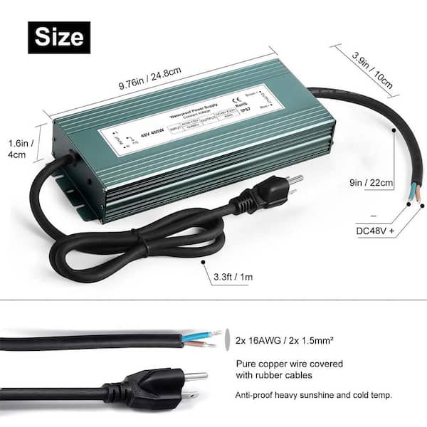 Yichuhaoxi 48v DC Power Supply 400w 8. 33A Waterproof AC110v