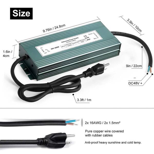 thumbnail image 2 of 48V LED Power Supply Driver – AC 110-220V To DC 48V – Single Pin Connector – Silver 2 of 4