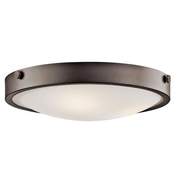 KICHLER Lytham 17.25 in. 3-Light Olde Bronze Contemporary Hallway Flush ...