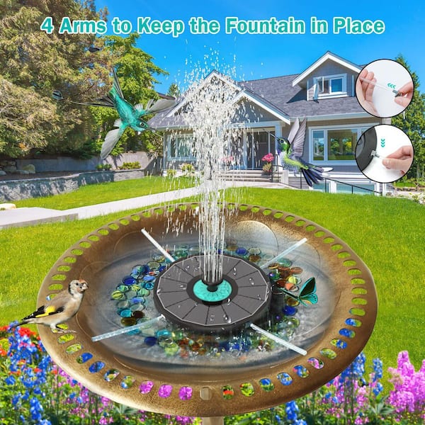N/A Garden Accessory Solar Powered Cyan Flower Fountain with 7