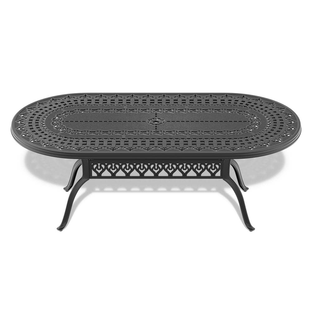 81.89 in. L x 41.34 in. W Cast Aluminum Patio Dining Oval Table -  Willit, SLBK1117