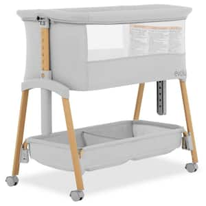 Light Gray Lullaby Portable Bassinet with wheels