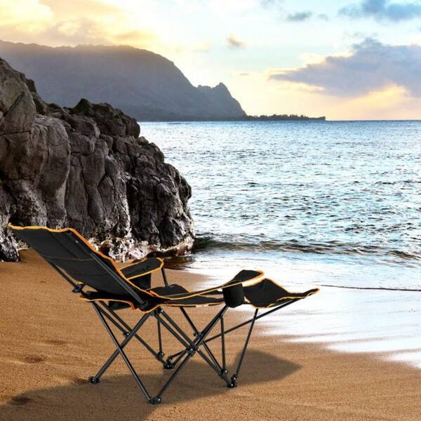 Cisvio Black Fabric Folding Camping Chair with Adjustable