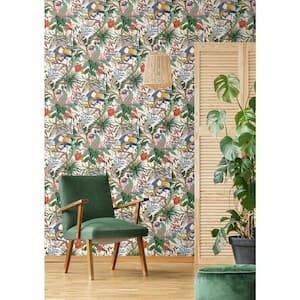 30.75 sq. ft. Sea Salt Tropical Canopy Vinyl Peel and Stick Wallpaper Roll