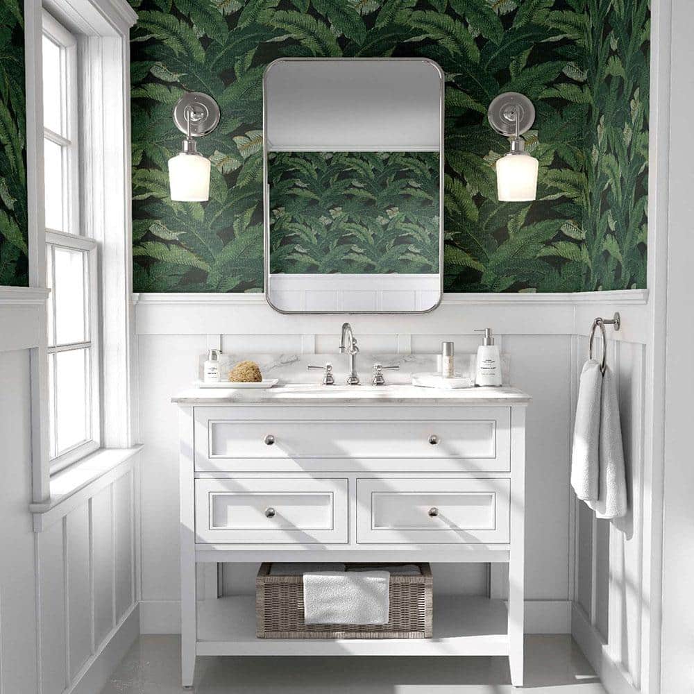 Swaying Palms Coal Tropical Leaf Peel & Stick Wallpaper