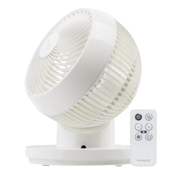 WOOZOO 360° Oscillating Fan with Remote and Timer, 3 Speed Settings, 5.9 in. Fan diameter White