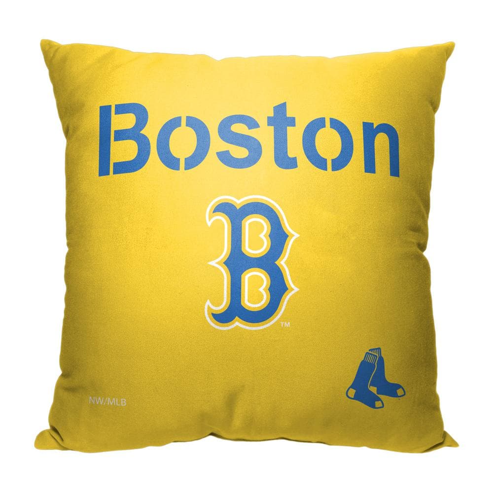 Boston Red Sox Yellow and Blue Square Throw Pillow