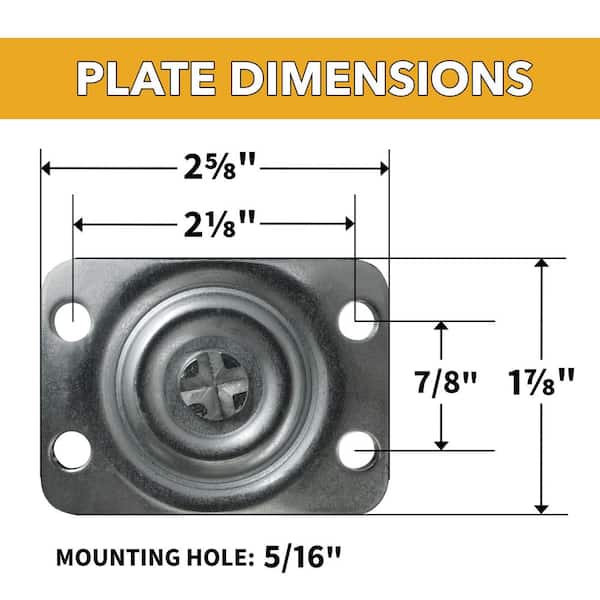 Everbilt 2 in. Black Soft Rubber and Steel Swivel Plate Casters