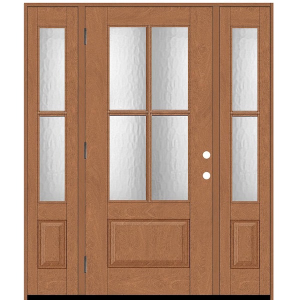 Steves & Sons Regency 64 in. x 80 in. 3/4Lite 4SDL Oasis Deco Glass RHOS Prefinish AutumnWht Fiberglass Prehung Front Door w/2_ 12inSL