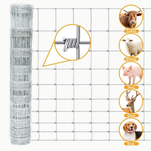 60 in., x 164 ft. Reinforced Hot-Dip Galvanized Farm Mesh for Cattle Fence, Farm Animal Yard, Precision Welding