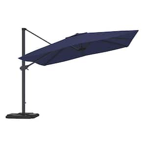 10FT Square Cantilever Patio Umbrella in Navy Blue(with Base)