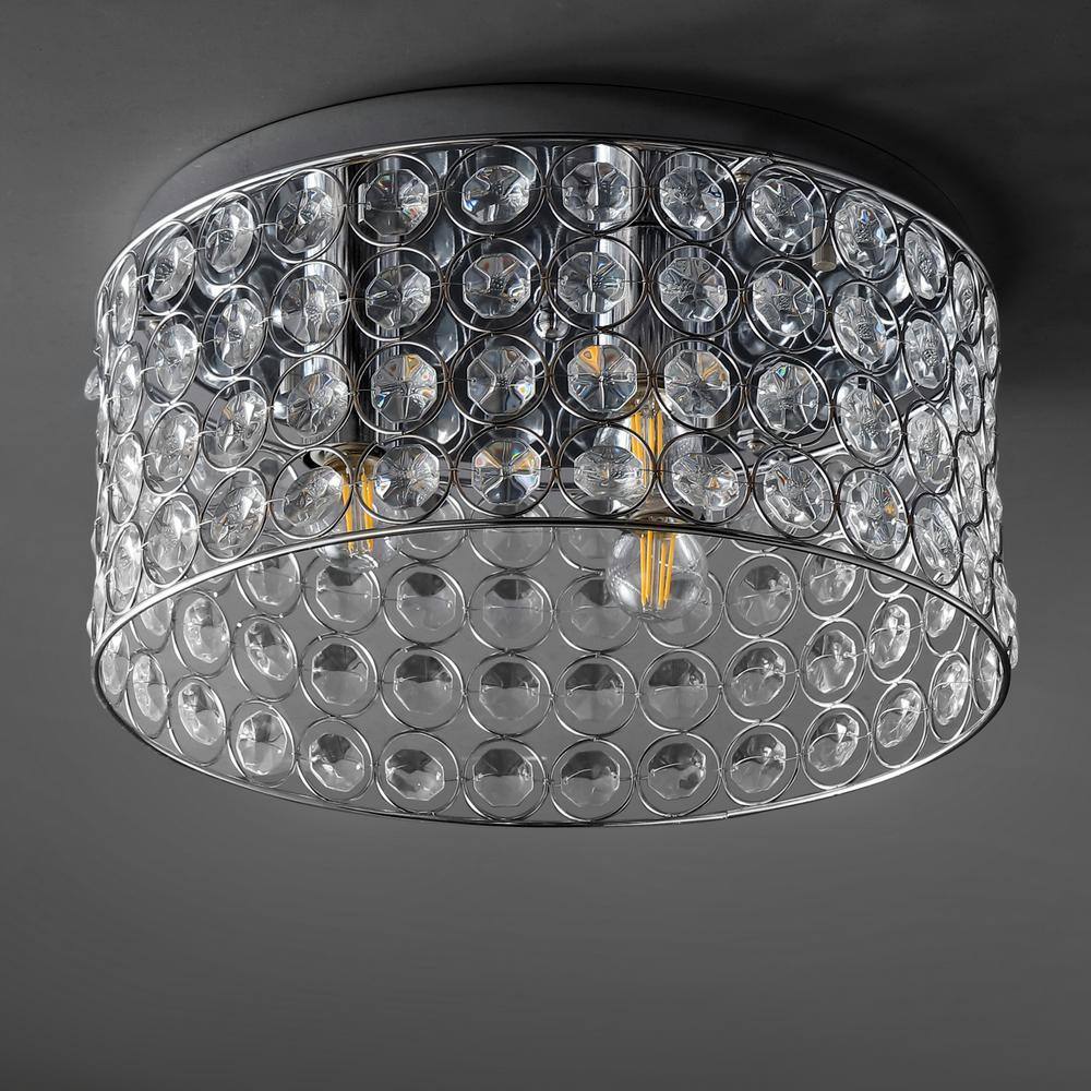 Ellen Crystal Chrome 15" LED Flush Mount Ceiling Light