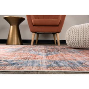 Multi 5 ft. x 7 ft. Distressed Traditional Machine Washable Area Rug