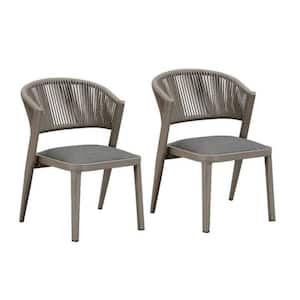Patio Gray All-Weather Wicker with All Aluminum Frame Dining Chairs for Lawn Garden Backyard Deck(2-Pack)