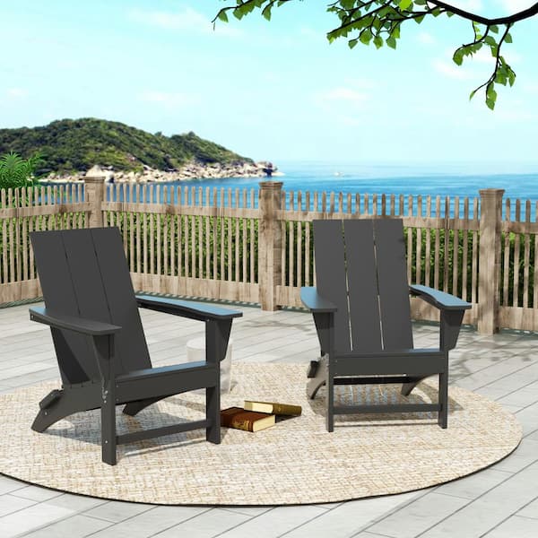 Shoreside Gray Outdoor Modern Folding Plastic Adirondack Chair