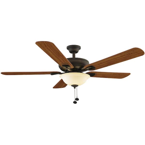 Hampton Bay Rothley 52 in. LED Oil-Rubbed Bronze Ceiling Fan with Light ...