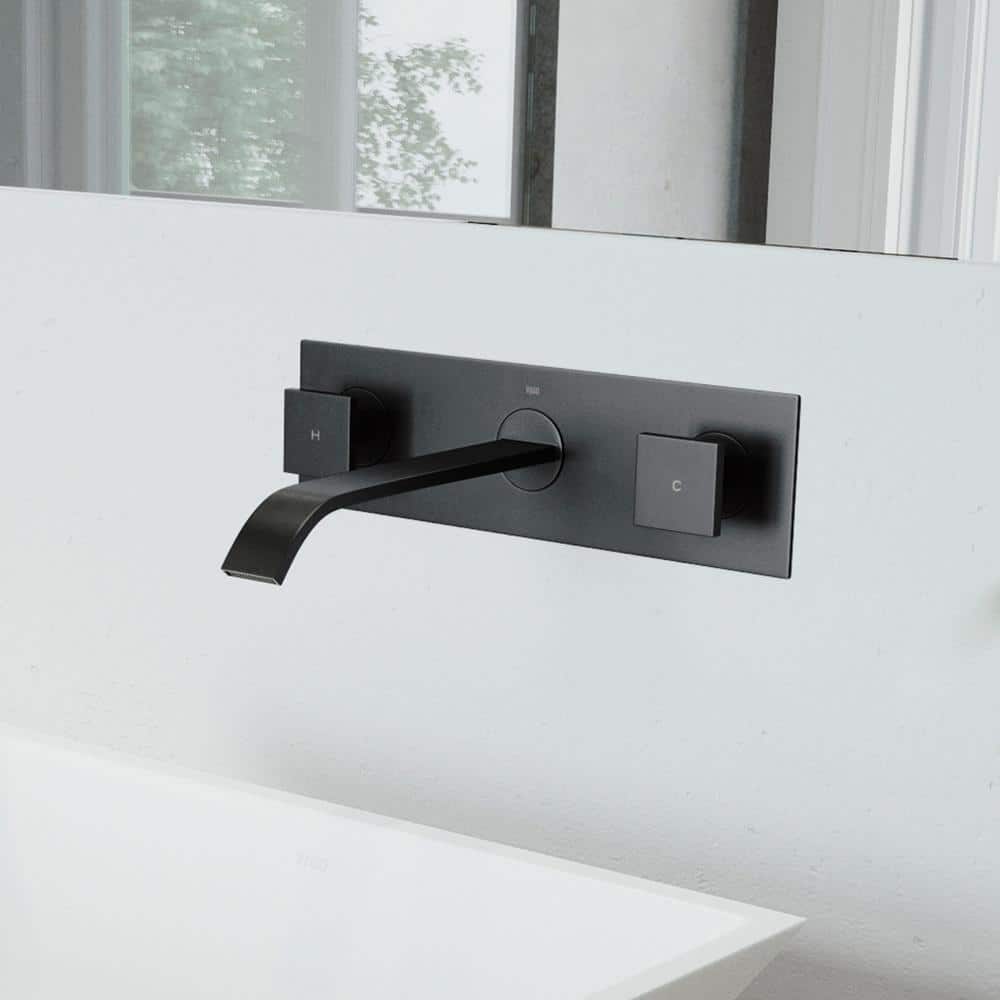 Contemporary Dual-Handle Black Nickel Wall-Mounted Bathroom Faucet