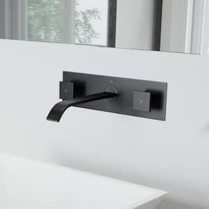 Titus Two Handle Wall Mount Bathroom Faucet in Matte Black