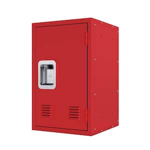 1-Tier Steel School Locker in Red, Detachable Compact Storage Cabinet (15 in. D x 15 in. W x 24 in. H)