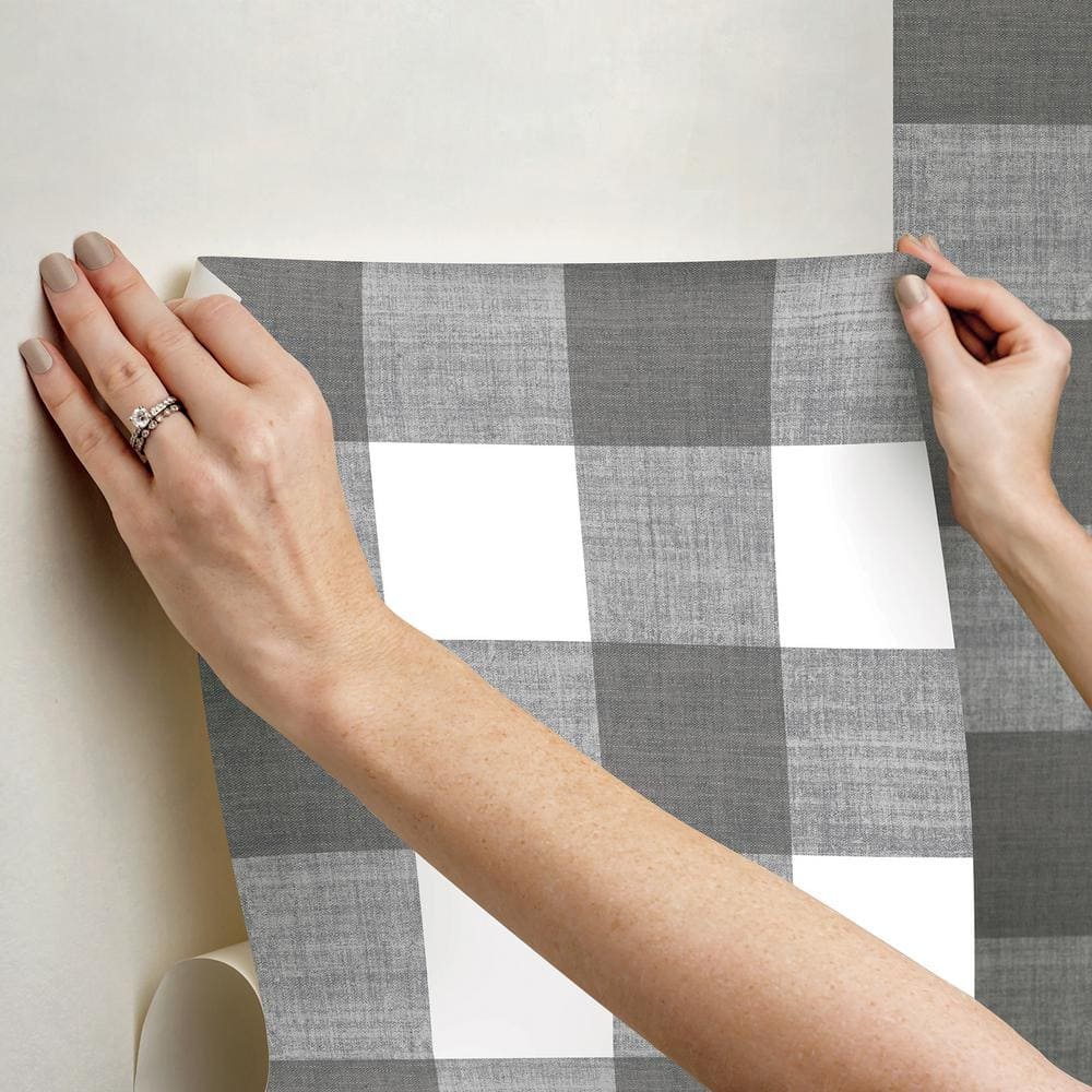 Grey and White Plaid Self-Adhesive Removable Wallpaper