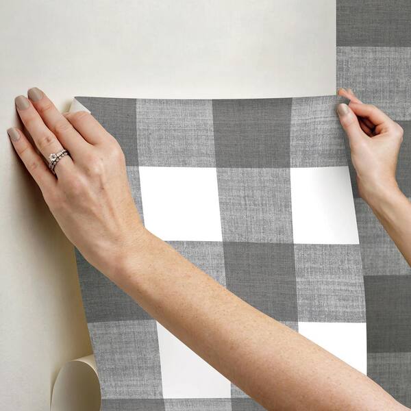 Scott Living Scott-ish Plaid Self Adhesive Wallpaper, Gray