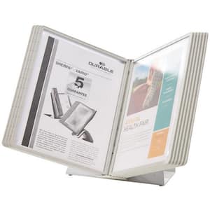 10-Panel Gray Border Antimicrobial Letter Sized Desktop Reference System, Documents Organizer Up to 20-Page for Office