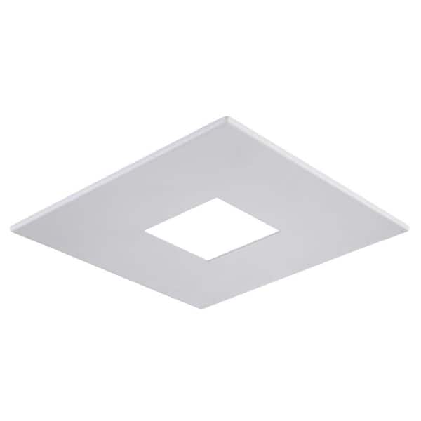 Elegant Lighting 4 in. Matte White Recessed Square Shower Trim with Frosted Glass and Matte White Square Trim Ring