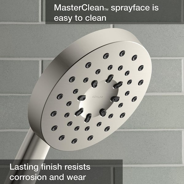 KOHLER Lively 4-Spray Patterns Wall Mount 4.312 in. Handheld Shower Head in  Vibrant Brushed Nickel K-R26822-G-BN - The Home Depot